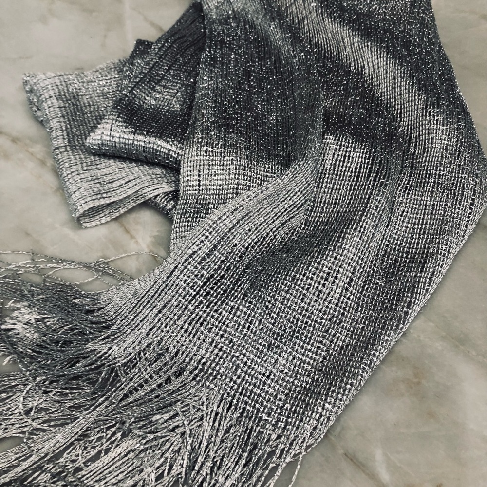 Metallic silver scarf